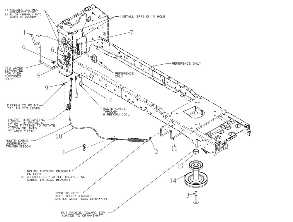 Manual Pto Diagram and Parts List for XT1-LT42KH (13AKA9TSA10)(2022) Cub Cadet Lawn Tractor